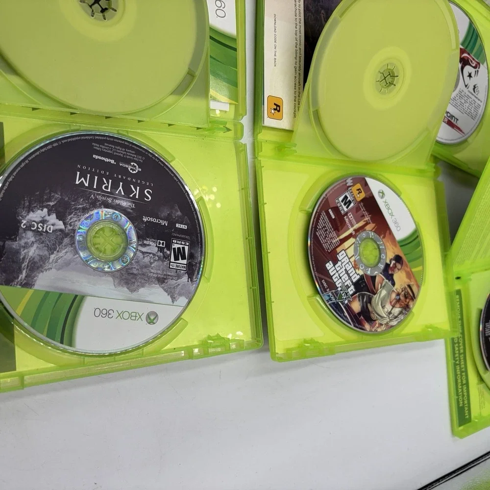 Xbox 360 4 Games Call Of Duty Ghosts Gta Five Skyrim Elder Scrolls V Flashpoint
